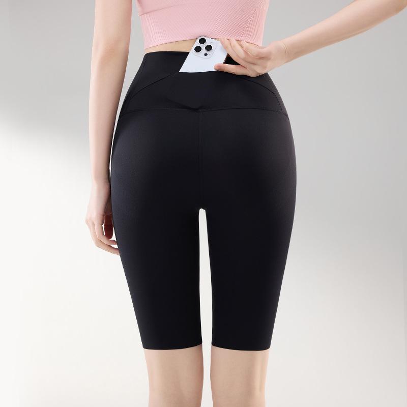 

Women s High-Waisted Yoga Shorts with Back Pockets - Tummy Control, Butt-Lifting, Tight-Fitting for Running and Fitness M [90-100kg]