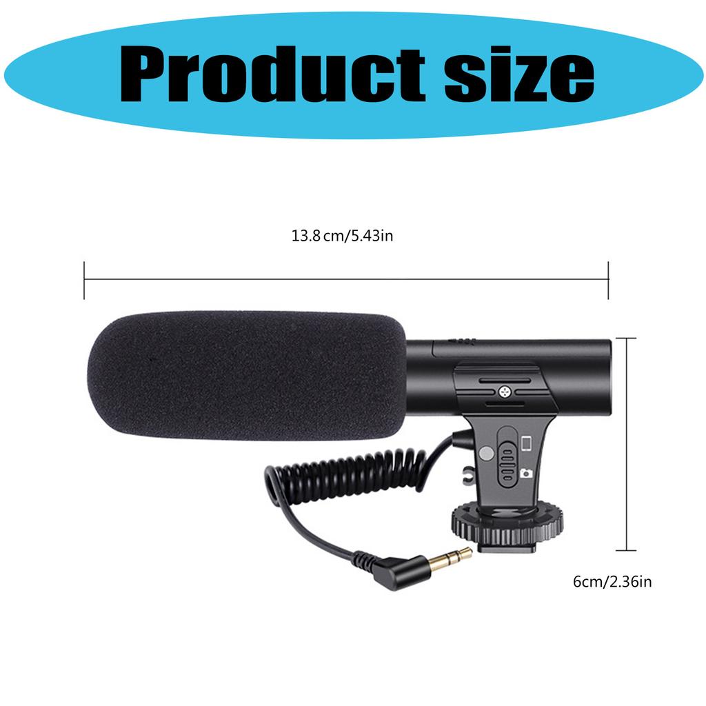 Camera Mounted Microphones With 3A Battery Operation Long Spring Cable For Cameras Interviews