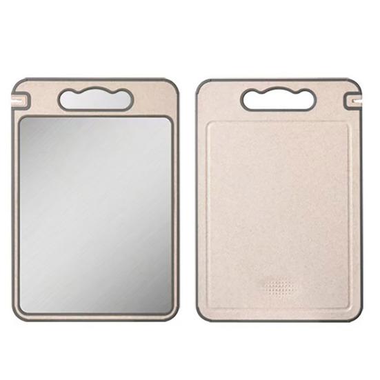 Double-Sided Cutting Board with Handle Stainless Steel Chopping Board for Meat Veggies Kitchen Gadgets