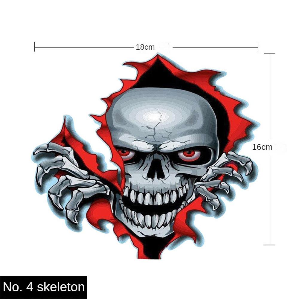 2~5PCS Car Stickers Skeleton Skull In The Hole Funny Colorful Car Auto Decals Hole Horror Skull Car Sticker