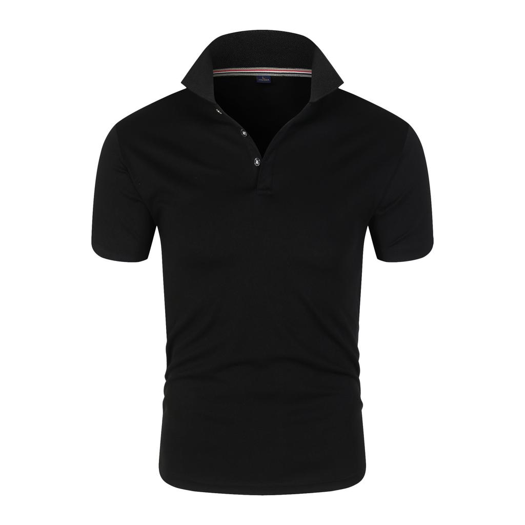 Summer Top Men's Polo Shirt Polyester/Spandex Men Polos High-end Spandex Business Casual Lapel Short Sleeve Men Polos