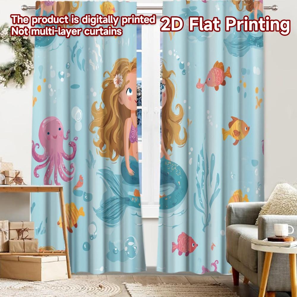 

2pcs, 2D FLAT PRINTING Curtains (Without Rod) Ocean Fantasy Christmas Festival Fashion Curtains Polyester Curtains Decorations 52.50 × 116.00 cm 2 pcs