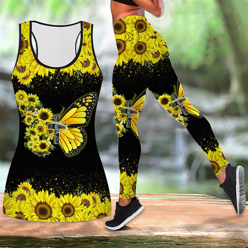 Organ Butterfly Print Yoga Outfit for Women Fashion Workout Leggings Fitness Sports Casual Yoga Pants