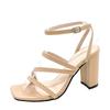 Summer New High Heels Women's Large Size Sandals Women's Thick Heel Square Head Women's Shoes