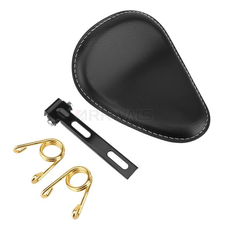Motorrad Leder Sattel Sitz Retro Schwarzes Leder Einzelsitz für Harley Custom Chopper Bobber Honda Yamaha Kawasaki Suzuki