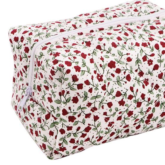 1/2 Pcs Cosmetic Bag Flower Print Zipper Closure Large Capacity Portable Lipstick Lotion Earphone Keys Makeup Brush Storage Pouch Travel Business Trip