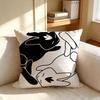 NNegative Space Rabbit Cushion Cover Nordic Style Natural Linen Pillow Cover Durable Washable Pillowcase for Home Bedroom Sofa