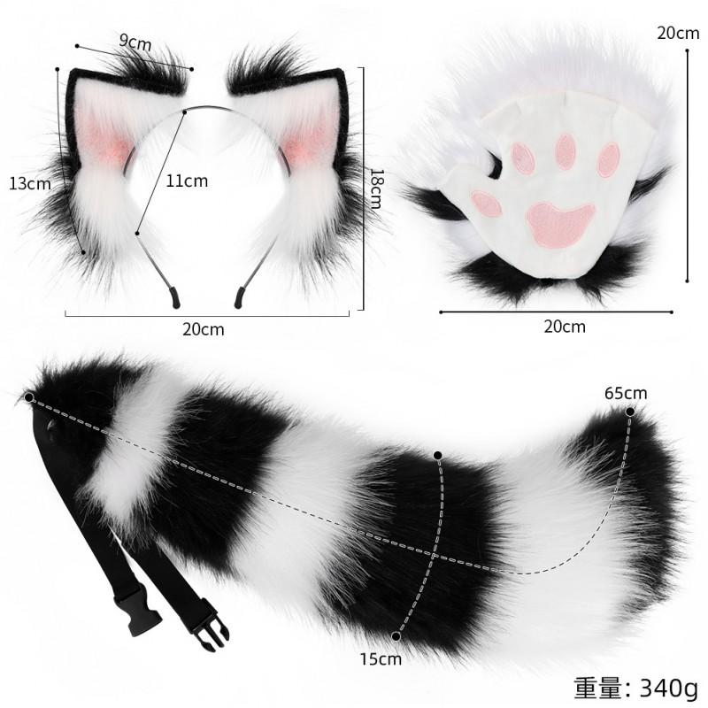 Bentiță cu Urechi de Vulpe și Set Coadă Cosplay Anime Accesoriu Costum Convenție Halloween - Negru Alb Gri Roz Albastru