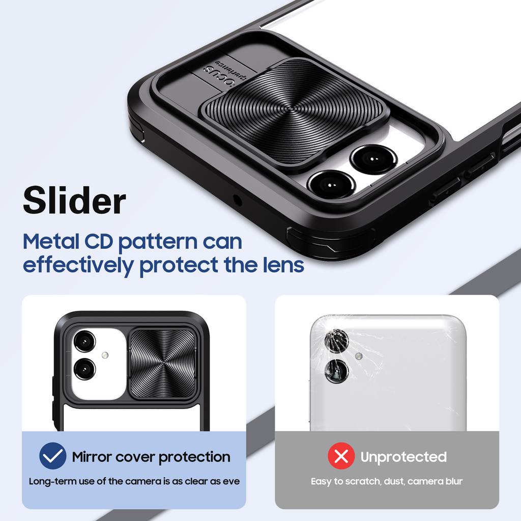 Shockproof Transparent Case for Samsung Galaxy A04E A04S A04 M04 F04 A03S A03 Core A02S Slide Metal Lens Protective Cover