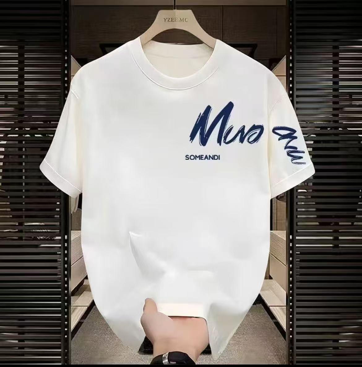 

2025 Trendy Unisex Round Neck Loose Print Short Sleeve Tee XL білий
