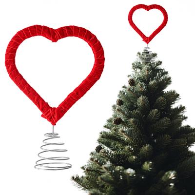 Décoration de Cime d'Arbre en Forme de Cœur pour la Saint-Valentin Décoration de Cime d'Arbre Cœur Rouge avec Ressort pour Maison Mariage Fournitures de Fête de Vacances