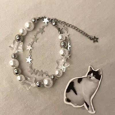 Neue Vintage Kristall Stern Pentagramm Perle Perlen Armband für Frauen Süße Ästhetische Charme Armband Harajuku Mode Schmuck Geschenk