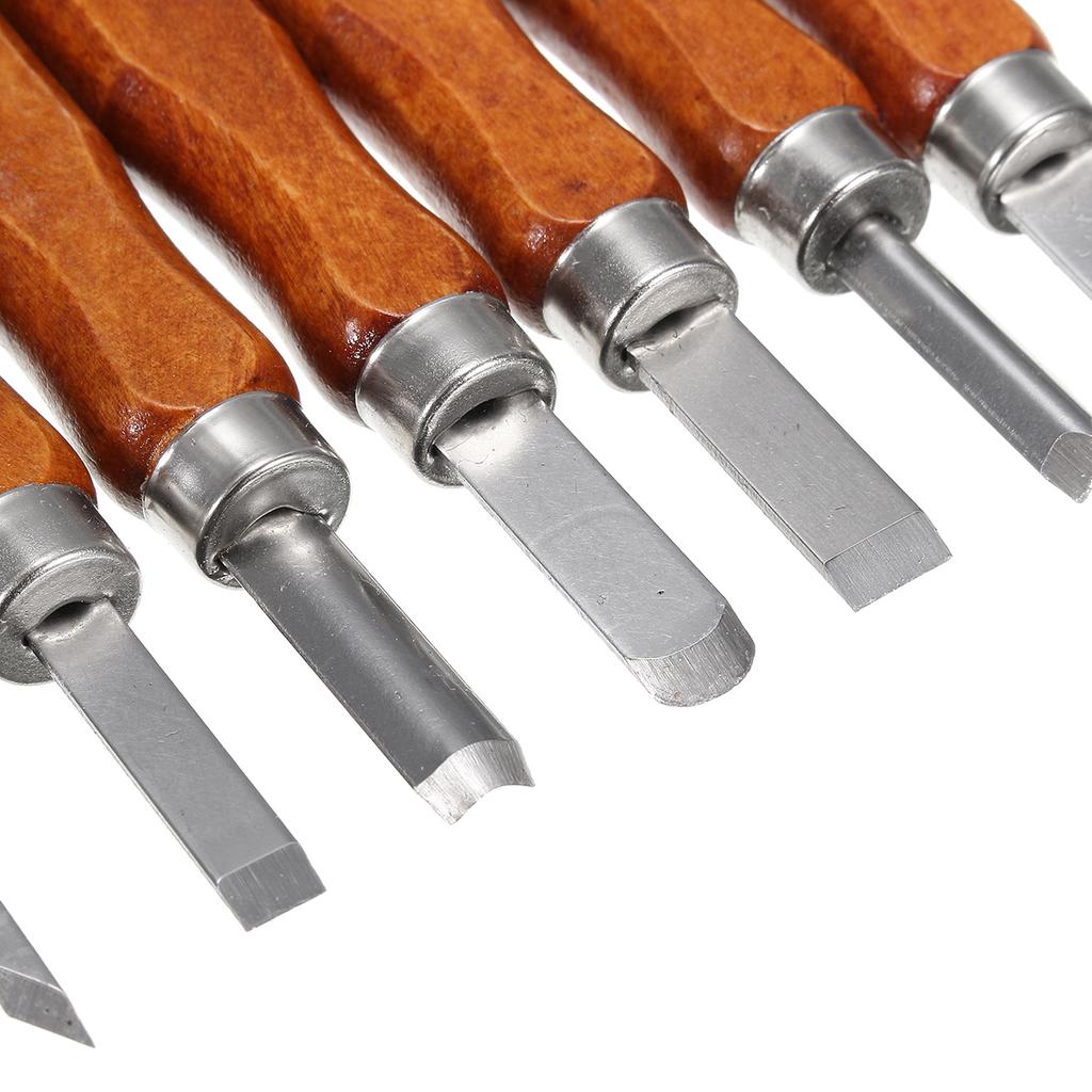 12Pcs Professional Wood Carving Hand Chisel Tool Kit Woodworking Gouges Knife Craft Set Carpenter