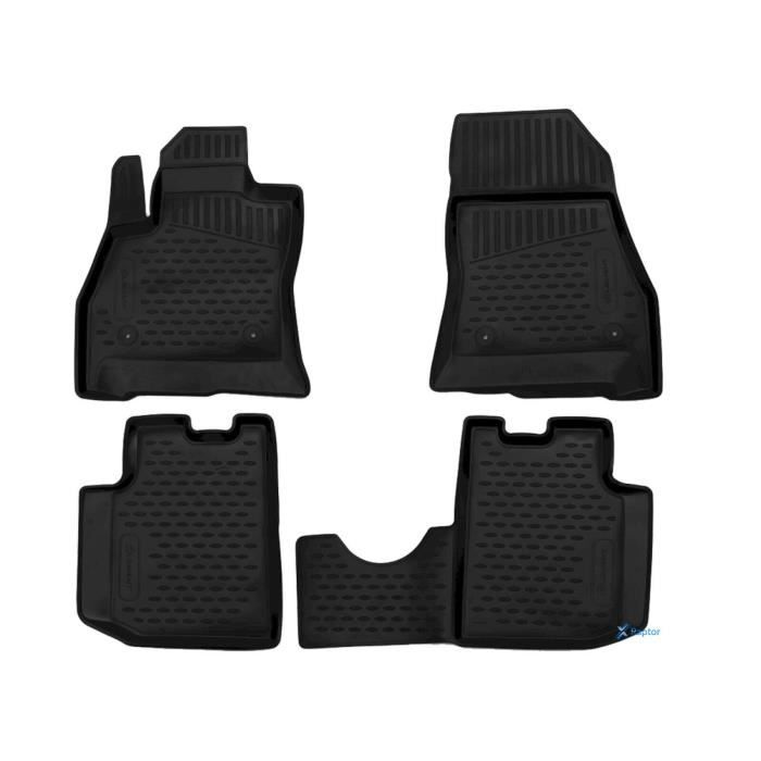 Tapis De Sol En Caoutchouc 3D Exclusive - J&amp;J AUTOMOTIVE - Fiat 500L - Noir - Sur Mesure - Antidérapant