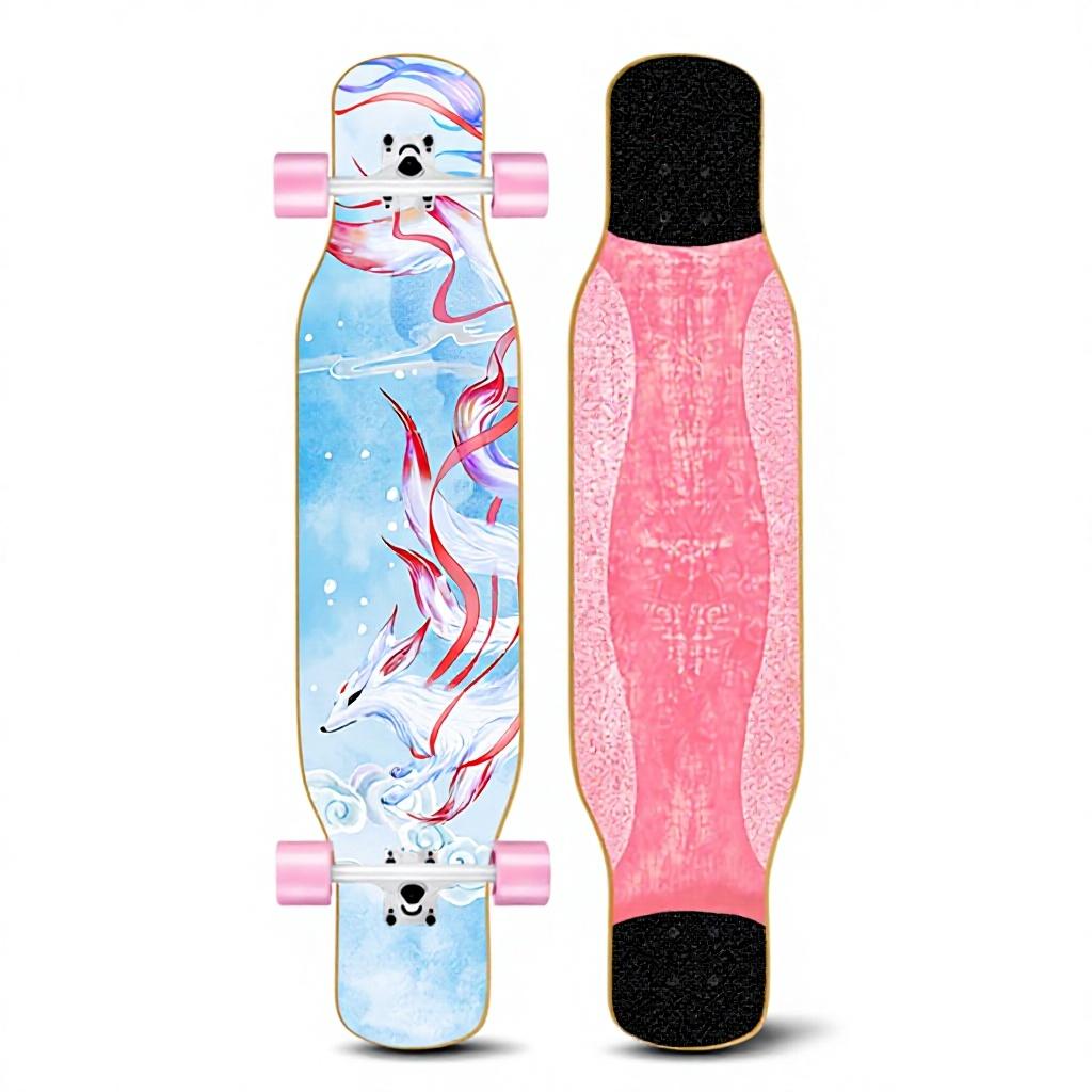 46IN Big Longboard Skateboard Boys Girls Beginners Adults Four-Wheel Street-Style Professional Double Rocker Maple Wood Dyed