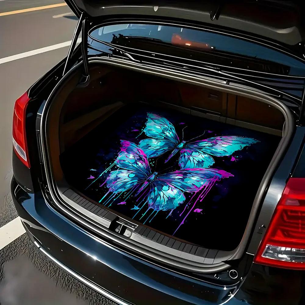 1Pcs Dazzling Double Butterfly Car Trunk Mat with Anti Slip Cargo Liner Waterproof Rear Storage Protector Floor Mat for SUV Seda