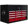Steel Six Drawer Tool Storage Carry Chest, with Lock and Keys - Red