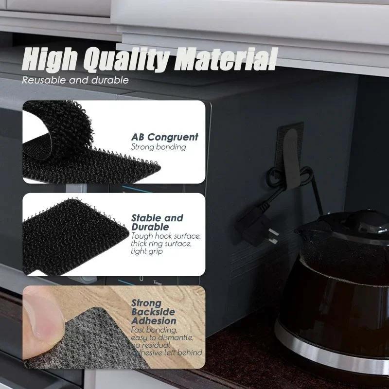 Reusable Cable Ties Velcro Ties Self-Adhesive Power Cord Cable Holder Adjustable Cord Storage Desktop Organiser Manager