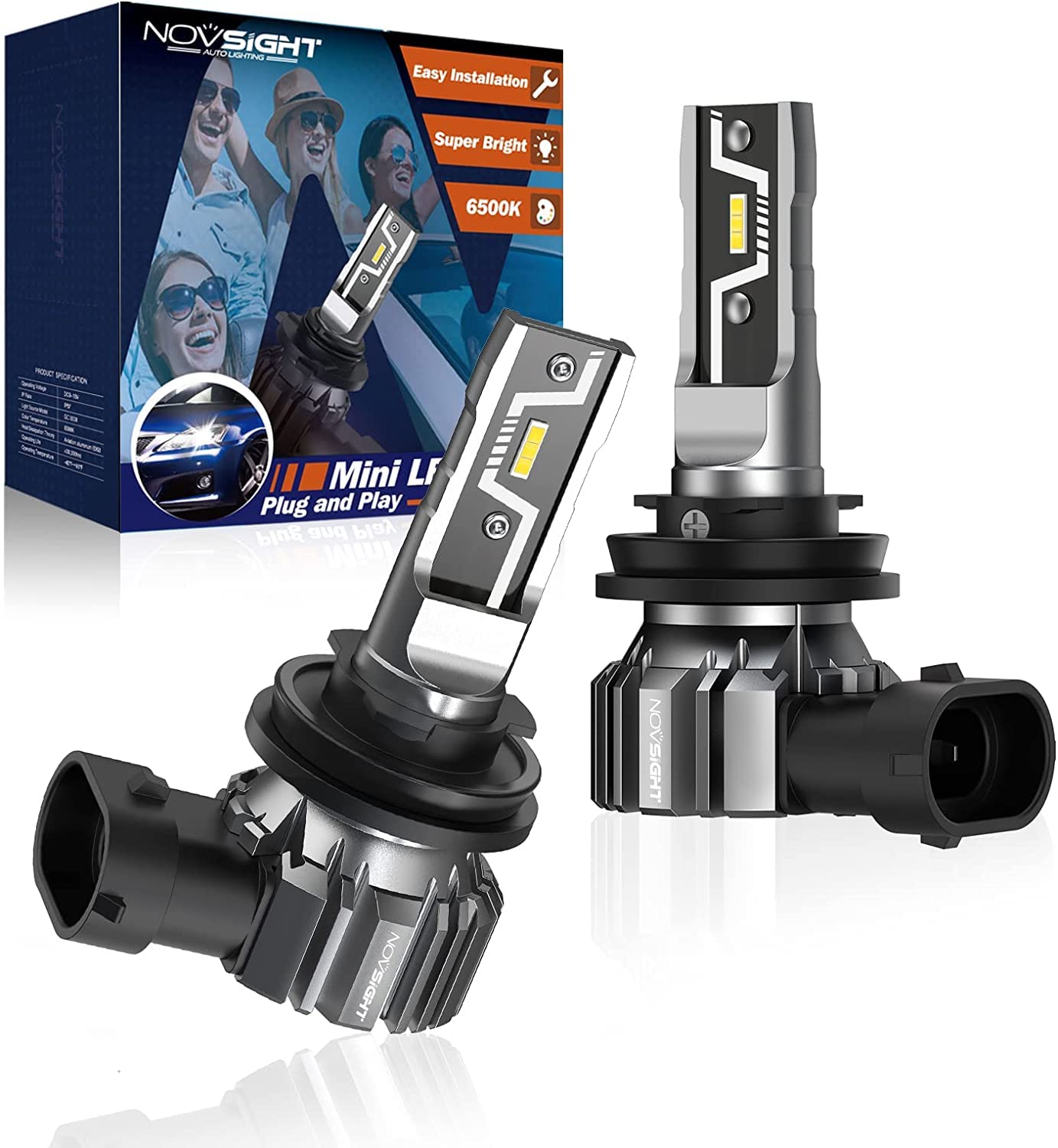 

Светодиодная лампа для фары NOVSIGHT h11 6500k Соответствует новым стандартам техосмотра автомобиля Оснащена высокопроизводительным светодиодным чипом Светодиодная лампа h11 Белый 12В