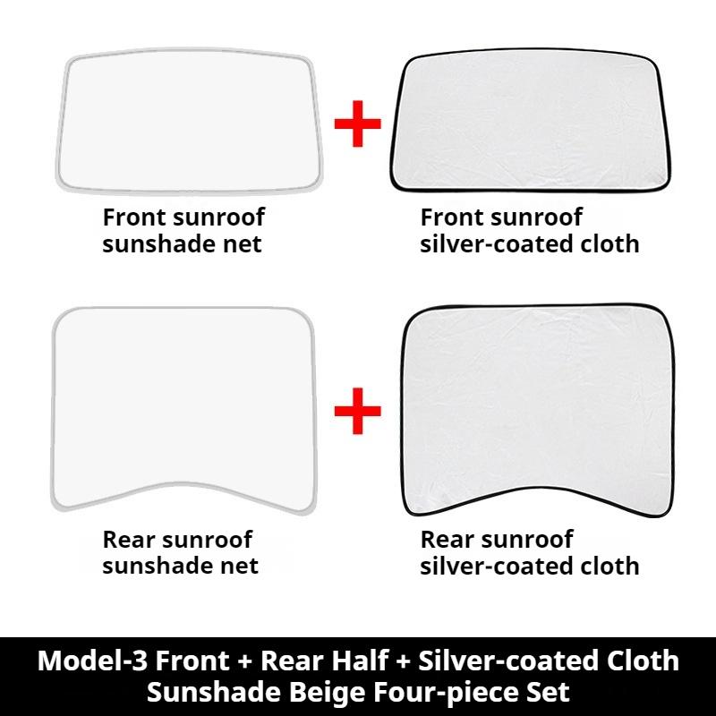 For Tesla Model 3/Y Model 3 Highland Model Y Juniper 2025+ Ice Cloth Buckle Glass Roof Sunshade Car Front Rear Sunroof Skylight
