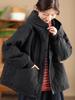 Women's Diamond Pattern Hooded Cotton Jacket - Winter Coat with Dark Buckle, Style 81607.