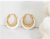 Gold-Plated Geometric Hoop Earrings: Black & White Oil Drip, European Retro Style for Women