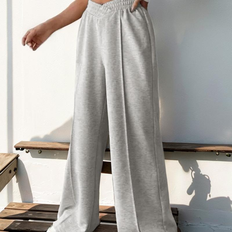 Autumn Women's Casual Pants Elastic High Waist Splicing Wide Leg Trousers Women Joggers