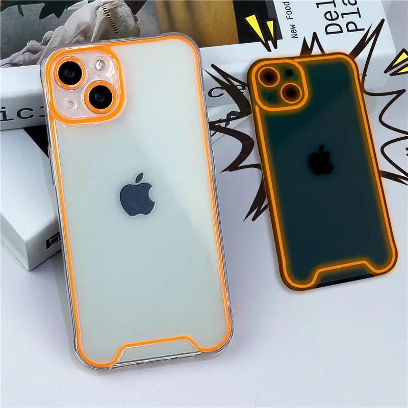 Night Light Luminous Silicone Soft Phone Case For iPhone 14 11 12 13 14 15 Pro Max Plus XR XS Max Transparent Back Cover