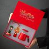 Haofeng Gold-Traced Red Ceramic Tea Set Gift Box