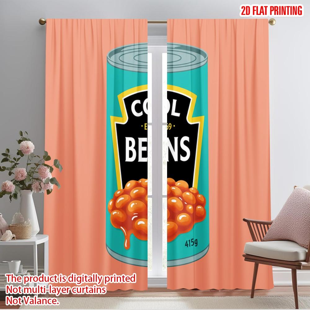 

2pcs 2D flat printing Curtains Cool Beans Can Graphic Fabric Without Electricity 0 Use for Photo Booth Props 52.50×116.00 CM 2pcs