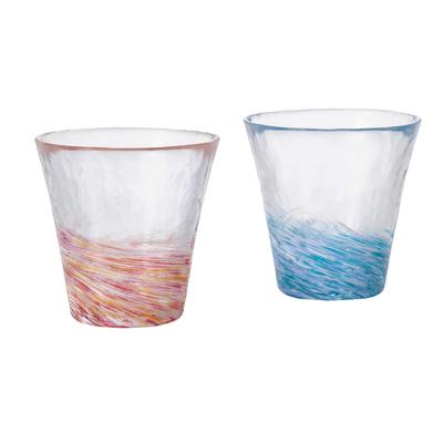 ADERIA Tsugaru Vidro "Nihon No Iro" Glass Pair, "Soyokaze" (Gentle Breeze), 260ml, Made In Japan, Gift Box Included. Perfect for Highballs, Beer, Sake