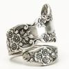 Intage Handmade Engraved Rose Flower Rings for Women Silver Color Spoon Ring Anniversary Gift Engagement Party Jewelry