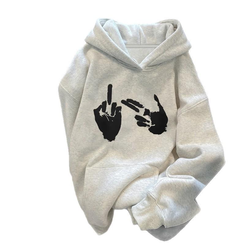 Hooded Sweater Printed Autumn and Winter Men's 2026 New Heavy Fleece Thickened Loose Women's Pullover