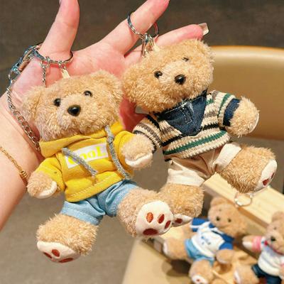 6 Inch Plush Bear Keychain Cartoon Bear Bag Charm Cute Stuffed Animal Keyring for Backpack Handbag Keys Hanging Accessories