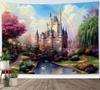 Fairy Tale Fantasy World Castle Tapestry Cartoon Forest Tapestry Magic Tapestry Girls Bedroom Living Room Dorm Party Wall Decor