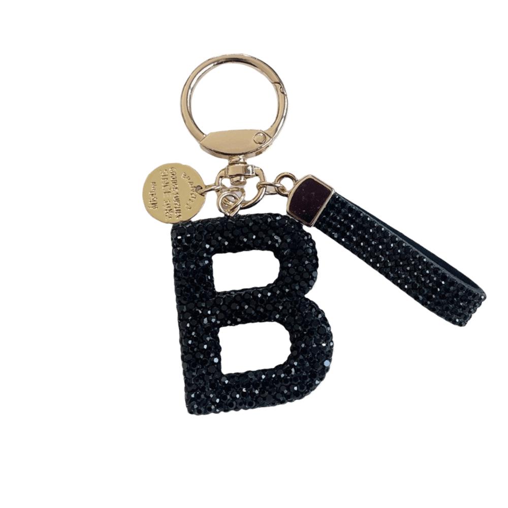 

Брелок со стразами Счастливый талисман Подвеска на сумку Модный Хрустальная буква Подвеска Декор для сумки и ключей Letter B чёрный