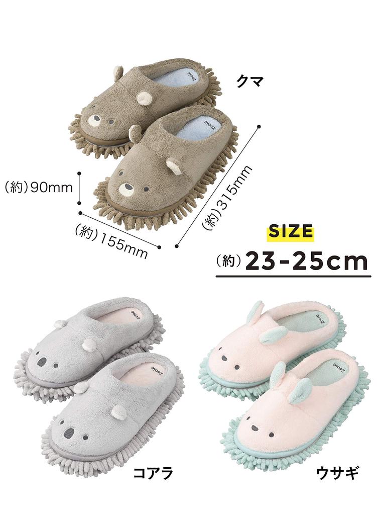 Carari Cleaning Sizes Simply slip them on for floor Detachable and washable mop Soft and fluffy with a marshmallow CB Slippers, 23-25cm (Rabbit) -