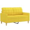 Vidaxl 2-Seater Sofa With Cushions, Light Yellow, 120 Cm, Fabric
