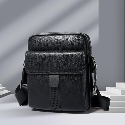 Bolso Masculino de Cuero Genuino de Primavera Bolso Cuadrado Pequeño Bolso Cruzado Masculino Multifuncional Bolso Cruzado Casual de Gama Alta para Hombre