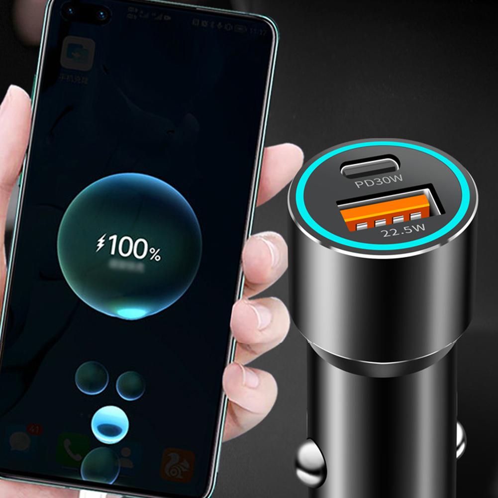 New PD30W+QC22.5W Alloy Car Charger Fast Charging For Phones Tablets Automotive Interior Accessories T3U4