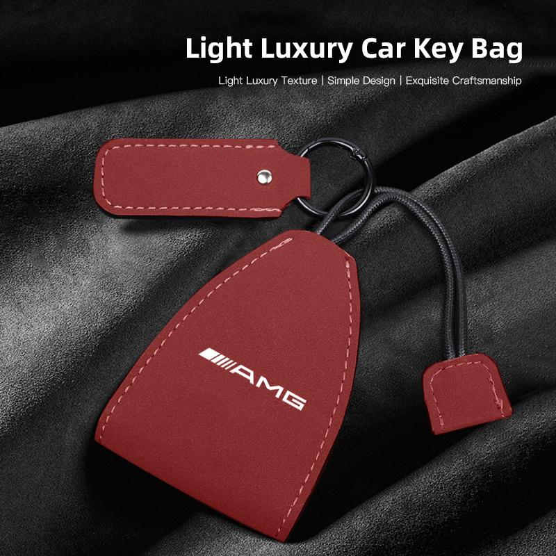 Car Logo Keychains Selected Suede Leather Car Key Bag For Mercedes Benz AMG Smart Fortwo 451 450 453 EQ Forfour Coupe Cabrio 451