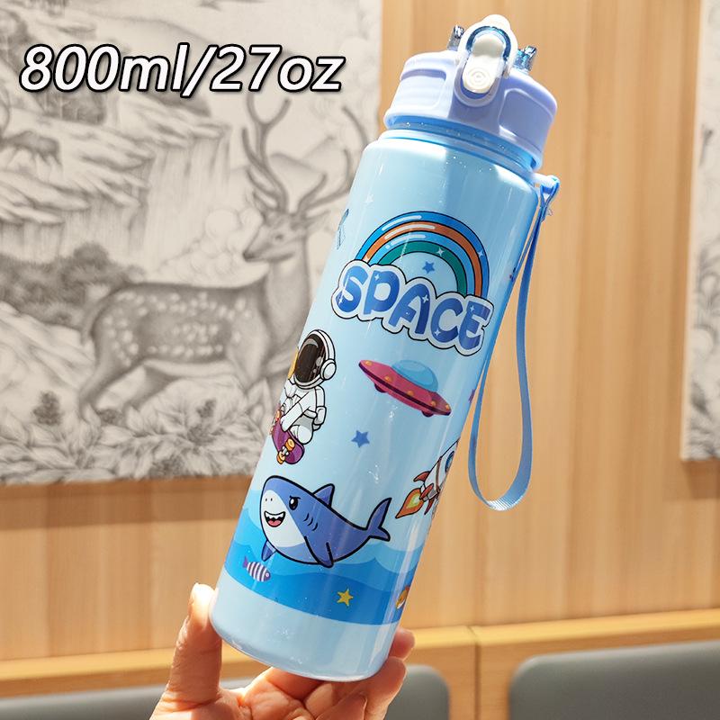 Farbverlauf Einfarbig 750ml Outdoor-Wasserflasche mit Strohhalm - Hochwertiger Kunststoff