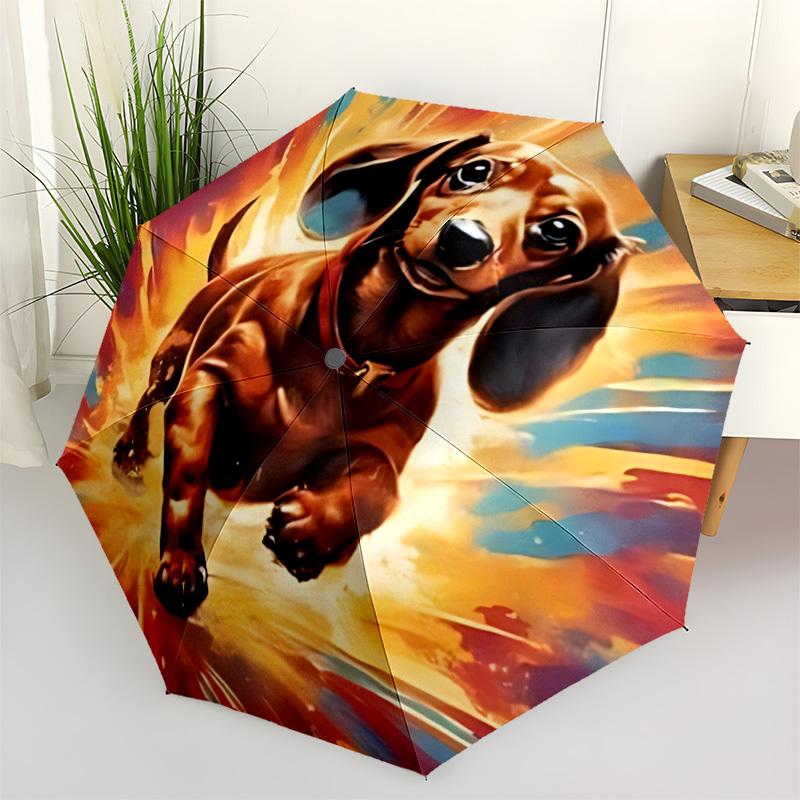 

1pc Dachshund Artwork Automatic Opening/Closing Umbrella with Operation & Windproof Canopy yy260311036