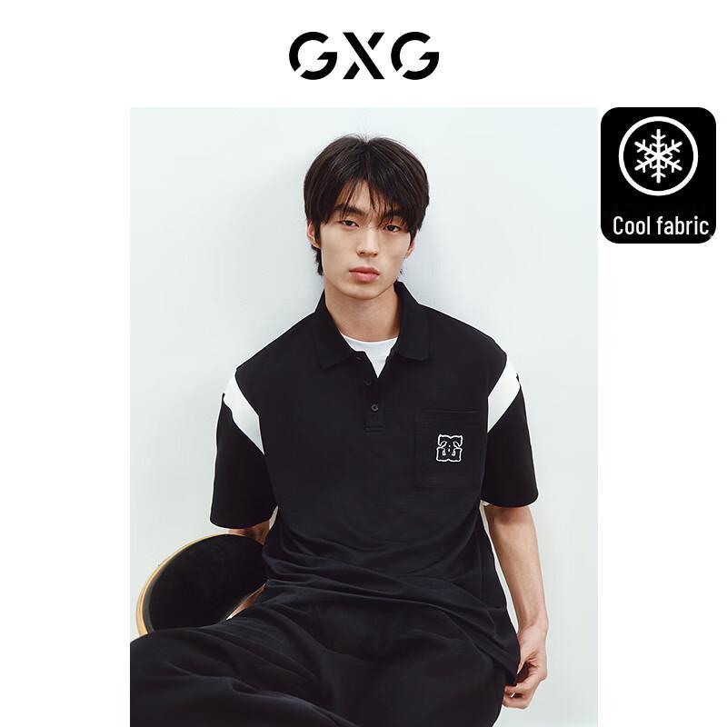 GXG Men s Retro Color Block Textured Short Sleeve Polo Shirt S