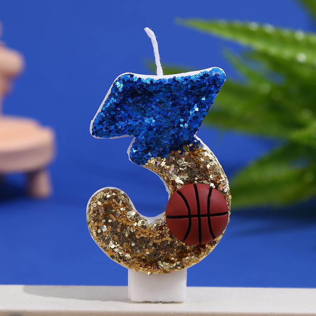 Birthday Candle Number 0-9 Red Blue Cake Candle with Red Basketball,Birthday Party Kids Adults Anniversary Celebrations Supplies