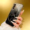 Goldene herzförmige Glas-Handyhülle geeignet für Samsung Galaxy S26 S25 S24 S23 S22 S20 FE/Ultra/Plus stoßfeste Rückabdeckung