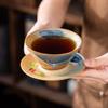 Retro Style Ceramic Cup Coarse Pottery Ceramic Cup Creative Flying Saucer Coffee Cup Saucer Set