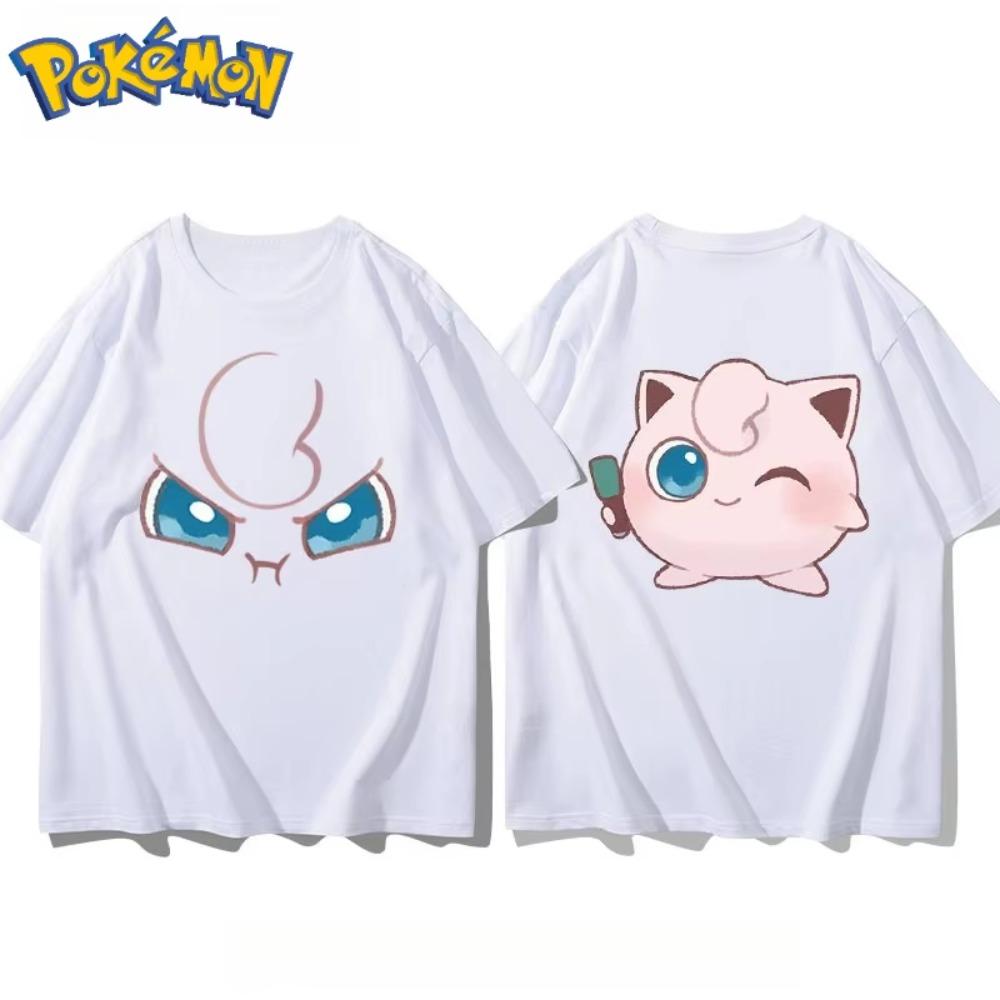 Pokémon Summer New Jigglypuff Front and Rear Printed Tshirt Unisexs and Womens Loose Casual Versatile Shortsleeved Top S