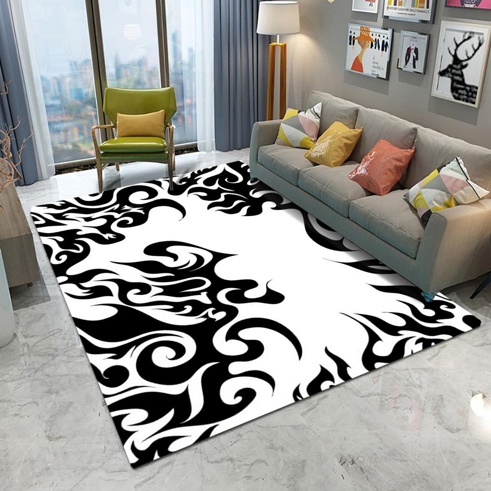 Abstract Art Pattern Floor Mat Various Styles with Flame Swirl Geometric Shapes and Vivid Colors NonSlip Rug for Home Decor