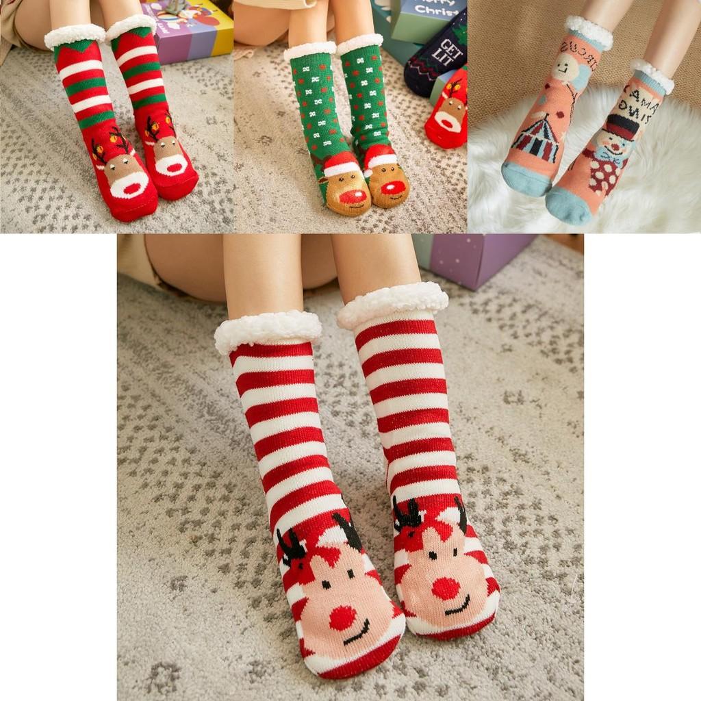 Festliche Weihnachts-Hausschuhe mit weichem Faux-Fleece-Futter und Grippsohlen